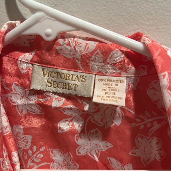 Vintage Victoria's Secret Coral Floral Sleep Shirt Dress P/S - Picture 2 of 5